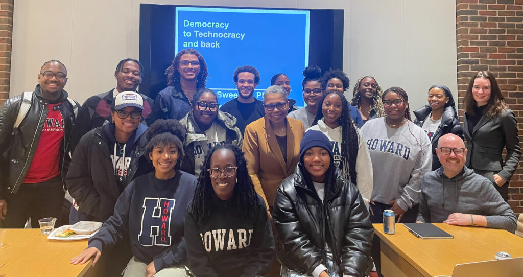 Latanya Sweeney with Howard University students who travelled to Cambridge to hear a lecture about her life and work entitled “Democracy to Technocracy and back.”